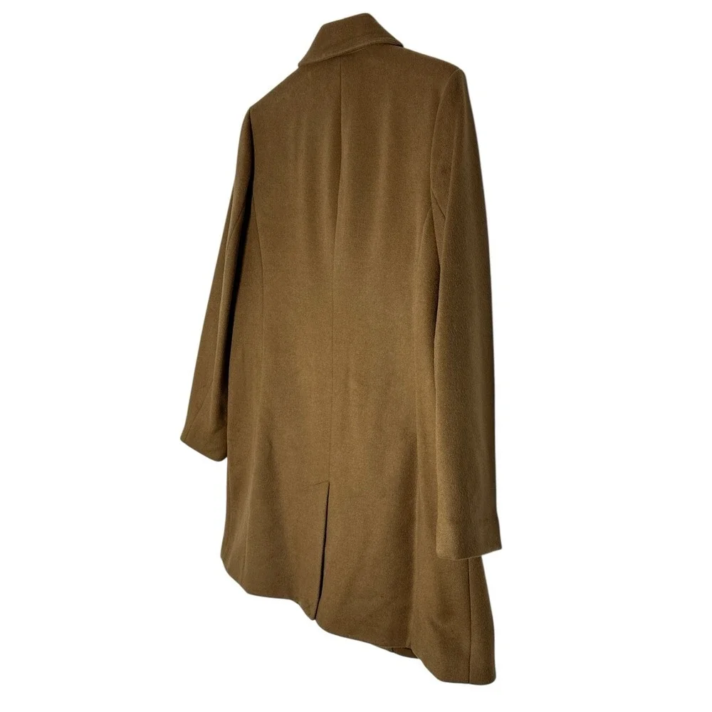 MICHAEL KORS trench coat women's Large Dark Camel Wool Blend Outdoor Career NWOT